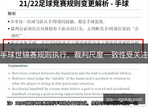 手球世锦赛规则执行，裁判尺度一致性受关注